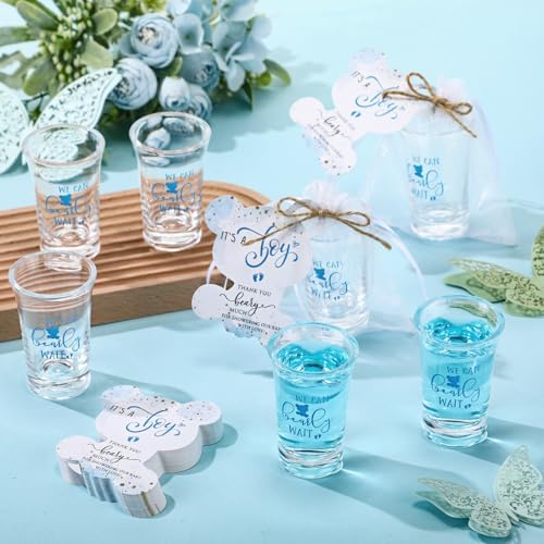 Pickmesh 50 Sets Baby Shower Shot Glasses for Guests Include We Can Bearly Wait Acrylic Shot Glasses It's a Boy Bear Cards Bags for Boy Gender Reveal Party Favors Supplies - Image 4