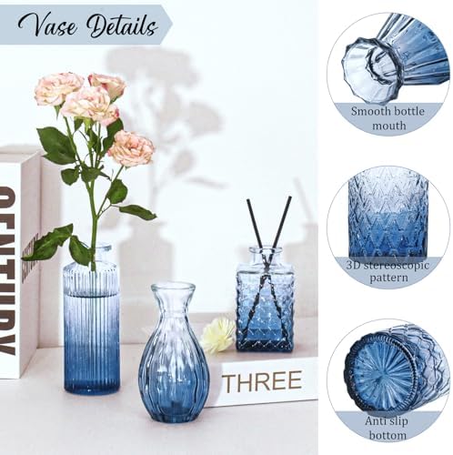 Set of 36 Glass Bud Vases Small Flower Vases for Centerpieces(Blue) - Image 3