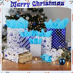 Humyoun 24 Pack Christmas Paper Gift Bags Bulk Assorted Sizes, White,Blue - Image 4