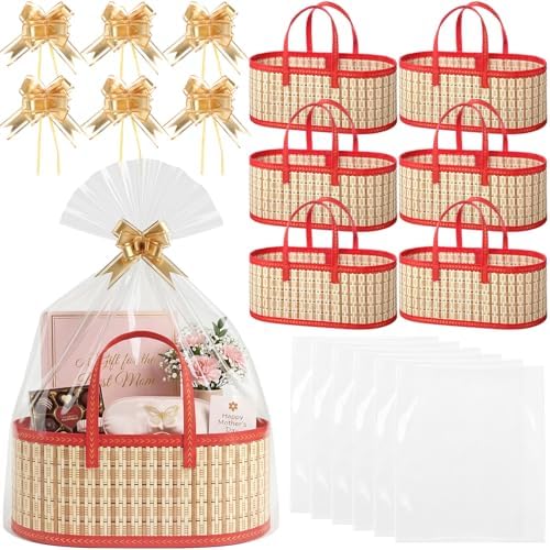 Reallnaive 6 Set Large Empty Gift Basket to Fill, Bamboo Woven by Reallnaive