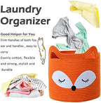 VK VK·LIVING Fox Toy Basket Cotton Rope Animal Baskets Orange Laundry Hamper for Toys, Clothes,Gifts,Towels, Blankets, Empty Gift Basket for Organizing with Handles 15''x14'' - Image 5