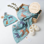 Miaoberry 100% Organic Cotton Baby Muslin Swaddle Blanket Set|Tiger in Teal| Gender Neutral for Boys Girls| Hospital Home Coming Receiving Blanket |Newborn Unisex - Image 4