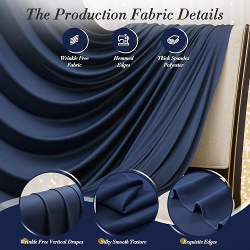 10 ft x 8 ft Wrinkle Free Navy Blue Backdrop Curtain for Parties,Polyester Photo Backdrop Drapes, Thick Background 2 Panels 5ft x 8ft for Baby Shower Wedding Birthday Party Backdrop Stand - Image 4