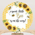 Leyiyi 6x6ft A Sweet Little Honey Bee is on The Way Round Backdrop Cover Bee Backdrop for Baby Shower Boy Girl Sweet As Can Bee Gender Reveal Party Decoration Honeycomb Bumblebee Party Background by Leyiyi