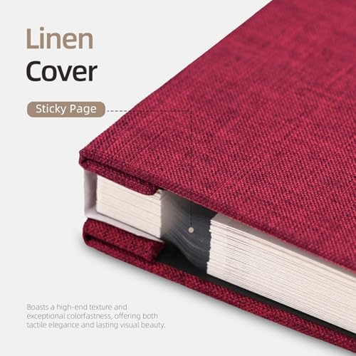 Vienrose Large Photo Album Self Adhesive for 4x6 8x10 10x12 Pictures Scrapbook Album DIY Scrap Book 40 Sticky Pages with A Metallic Pen 13"x12.6"40 Pages Red - Image 5