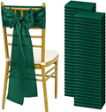 YMHPRIDE 60 PCS Emerald Green Satin Chair Sashes,7x108 Inch Ties Chair Bows by YMHPRIDE
