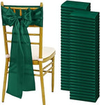 YMHPRIDE 60 PCS Emerald Green Satin Chair Sashes,7x108 Inch Ties Chair Bows by YMHPRIDE