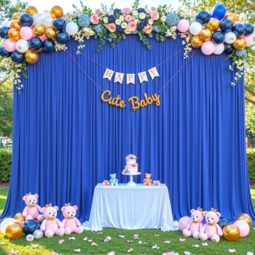 Royal Blue Backdrop Curtain for Parties Wrinkle Free Blue Photo Curtains Backdrop Drapes Fabric Decoration for Wedding Birthday Party Baby Shower 5ft x 7ft,2 Panels - Image 2