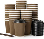 LITOPAK 80 Pack 12 oz Disposabel Paper Cups, Coffee Cups with Lid, Stirrers by LITOPAK
