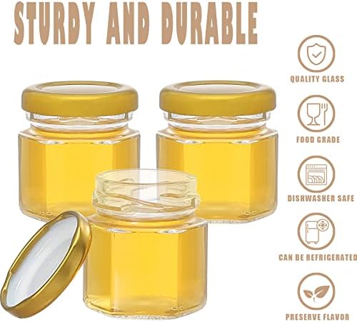 CRTWDMAN 60 Pack Mini Honey Jars with Lids and Dippers - Image 3