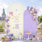 Cream Purple Arch Backdrop Cover Set of 2 Spandex Arch Covers 7.2 and 6ft Wedding Birthday Party Arch Covers Stretchy Backdrop Bridal Baby Shower Biege Lavender Arch Stand Cover by HBBMAGIC