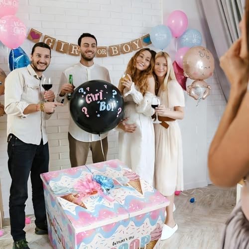 AmazingSpark 28in Giant Gender Reveal Gift Box Kit, What's the Scoop - Image 4