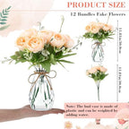 Zeyune 37 Pcs Silk Peonies with Vases Fake Flowers,Champagne,Perfume - Image 3