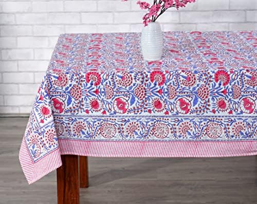 Ridhi Pigeon Blue Hand Block Print Cotton Rectangle Tablecloth 118 x 70 inch-Reusable Table Cover Decorative Everyday Use for Dining Room, Farmhouse, Thanksgiving, Christmas Wedding, Fall - Image 6