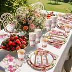 Ziliny 350 Pcs Tea Party Supplies Serves 50 Disposable Floral Paper Plates Napkins Cups Plastic Cutlery Dinnerware Set for Wedding Birthday Baby Shower Tea Party Decoration - Image 6