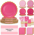 Pink Plates and Napkins Party Supplies Set for 48 Guests by Qyntelix
