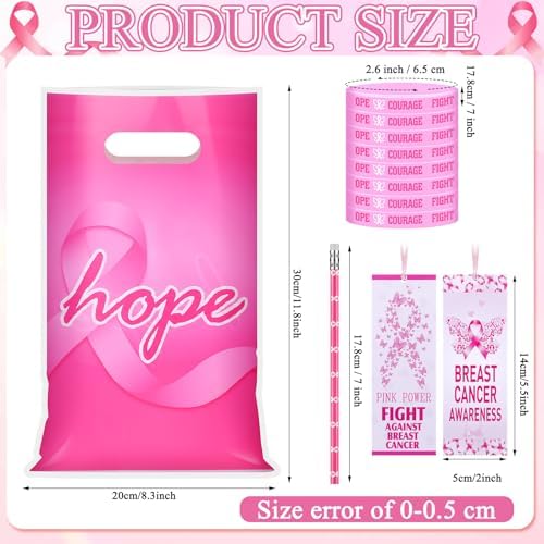 Resurhang 200 Pcs Breast Cancer Awareness Items Bulk, Pink Ribbon Gifts - Image 2
