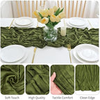 16 Pack Olive Green Cheesecloth Table Runner 21.5 x 120 Inches Boho Gauze Table Runners 10FT Long Cheese Cloth Table Runner for Bridal Shower Baby Shower Birthday Party Wedding Decor - Image 4