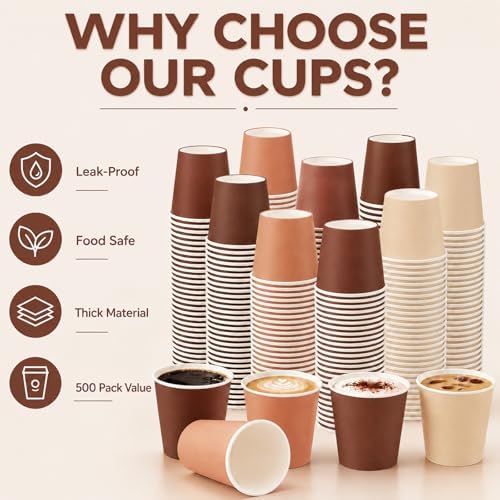 Roshtia 500 Pack 4 oz Paper Espresso Cups Elegant Brown Gradient Design, Small Disposable Cups for Espresso, Hot Tea, Baby Showers, Weddings, Parties, Picnics, Homes, Offices & Events - Image 6