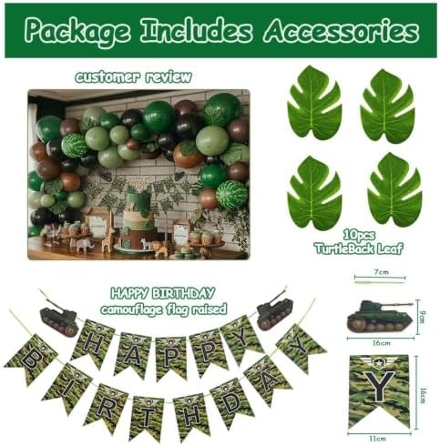Camo Balloon Arch Garland Kit with Banner Leaves, 115PCS Double Stuffed - Image 3