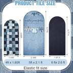 Chunful 3 Pcs Blue Jean Baby Shower Arch Backdrop Cover Baby Shower Photo Background Decor 2-Sided Round Top Cute Backdrop Arch Cover for Wedding Birthday Party Decoration 6 Ft/5 Ft/4 ft (Blue) - Image 2