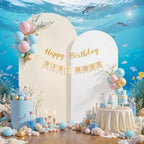White and Beige Arch Backdrop Cover for Wedding, 7.2FT 6FT Set of 2 Stretchy Spandex Fitted Arch Stand Cover for Baby Shower, Birthday Party Decor, Chiara Backdrop Cover with Double-Sided Design - Image 3