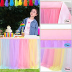 Suppromo 2 Pack 6ft Rainbow Table Skirt for Birthday Party Tulle Tutu Table Skirt for Baby Shower Girl Boy Gender Reveal Rainbow Tablecloth for Unicorn Party Decorations - Image 4