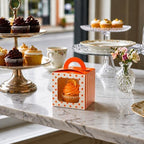 Restaurantware Pastry Tek 4.5 Inch Individual Cupcake Boxes 100 Polka Dots Cupcake Favor Boxes - Fits 1 With Window Orange Paper Cupcake Gift Boxes Built In Handle For Weddings Or Parties - Image 3