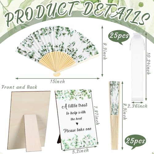 Leinuosen 51 Pcs Wedding Favors for Guests Bulk Eucalyptus Leaves Fans - Image 2