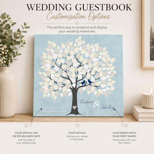 MuralMax Personalized Wedding Signing Tree Canvas Guest Book Wall Art - Image 5