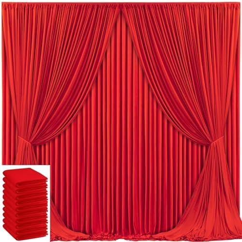 50x10ft Red Backdrop Curtain for Wedding Parties Wrinkle Free Fabric Red Drapes Backdrop Decoration for Baby Shower Birthday Photography Decoration 10 Panels, 5ft x 10ft by Gogoparti