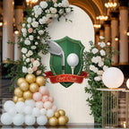 Golf Club Arch Backdrop Cover 7.2 FT, Golf Balls Sport Green Shield Beige Background Wedding Arch Cover Stretchy Backdrop Stands Covers for Birthday Party Ceremony Banquet Decor - Image 4