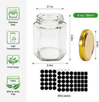 6 oz 30 Pack Hexagon Honey Jars, Glass Jars with Gold Lids - Image 2