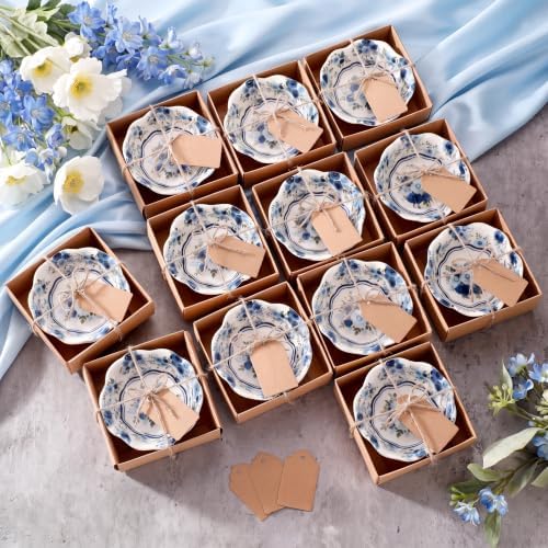 SiliFine 12 Pcs Wedding Favors for Guests Small Ceramic Bowls, Rose, Blue by SiliFine