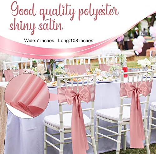 XunYee 80 Pack Satin Chair Sashes for Wedding Chair Decoration Chair Cover Bow Ties Sash for Engagements Graduations Events Banquet Parties Supplies (Rose Gold) - Image 2
