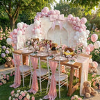 KIRE 175PCS Pink Plates Disposable - Pink and Gold Plates for Baby Shower - Image 6
