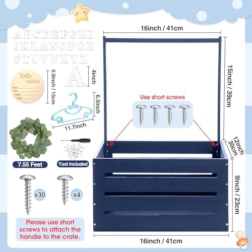 Barydat Wooden Baby Shower Crate Closet Set, Navy Blue - Image 2