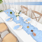 Cloth Napkins Set of 12, 20x20 Inch Light Blue Cheesecloth Napkins Rustic Boho Gauze Dinner Napkin Cloth Washable Elegant Table Napkins for Wedding Party Bridal Baby Shower Table Decor - Image 5