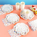 Colorful Birthday Plates and Napkins 200PCS Confetti Happy Birthday Party Plates Set Disposable Tableware Serve 50 for Art Paint Party Supplies Bubble Decorations-Colorful Paper Plates - Image 4