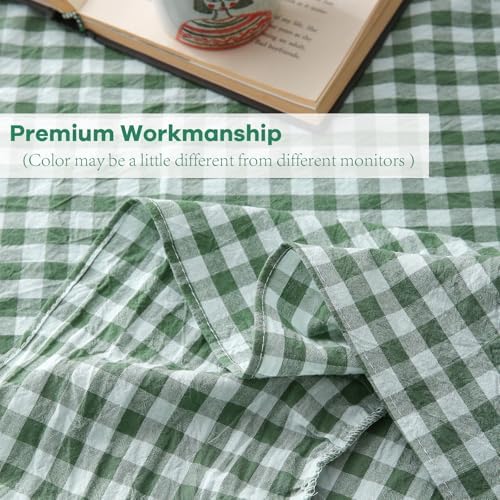 Green White Gingham Tablecloth Round Dia.90 - Image 6
