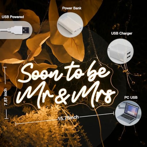 Britrio Soon To Be Mr & Mrs LED Neon Light Wedding Reception Backdrop Sign - Image 4