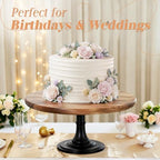 NUPTIO Wooden Cake Stand, 11.81 Inch Round Dessert Display Holder - Image 3