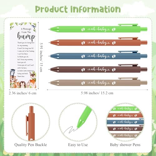 Highergo 100 Pcs Baby Shower Party Favors Bulk 50 Animal Keychains 50 Ballpoint Pens with Thank You Cards Gender Reveal Gift for Guest Baby Shower Souvenir Prize(Woodland) - Image 2