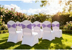 Lavender Chair Sashes 50 Pack, Spandex Chair Bands with Buckles for Wedding Party, Elastic Chairs Bows for Birthday Decoration - Image 3