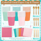 Mimorou 354 Pcs Tropical Coral Party Supplies for 50 Guestes - Image 3