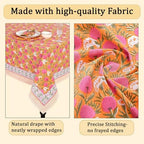 Ridhi Bubblegum Pink Hand Block Print Cotton Tablecloth 120 x 60 Inch - Image 6