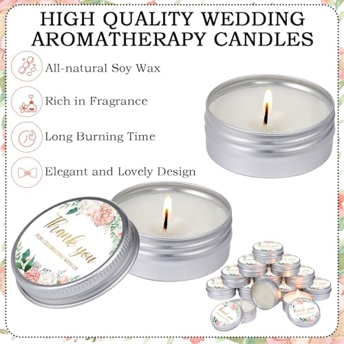MTLEE 50 Pcs Pink Floral Wedding Candles Gift Favors for Guests 1 Oz - Image 6