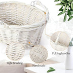 Barydat 12 Pcs Small Wicker Basket with Handle, White, 9" X 7" X 4" - Image 3