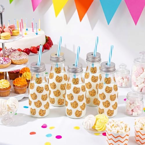 Yungyan 60 Pcs Plastic Farm Animal Milk Bottles with Straws and Lids Small Clear 8 oz Milk Jar with Lids Mini Juice Bottles and 900 Sticker Labels for Theme Birthday Party Baby Shower - Image 6