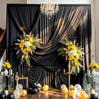 10ft×15ft Black Backdrop Curtain for Wedding Parties by PartyVillage